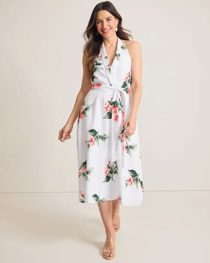 knee length dresses for ladies Tommy Bahama Women's Vista Cove Long Sleeve Midi Dress - White Sand main image 0
